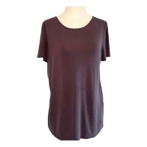 Banana Republic Split Sleeve Tee Charcoal Grey Satin Knit M